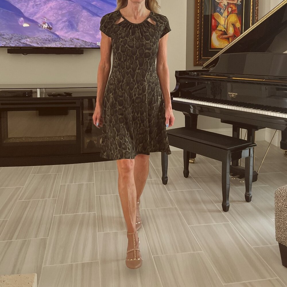 Michael  Michael Kors Fit & Flare Snakeskin Print Dress Size XS